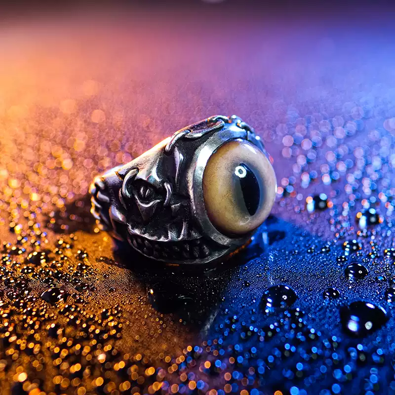 Raven Studio (silver jewelry) - Exclusive Design Demon Skin Prosthetic Eye Ring Original