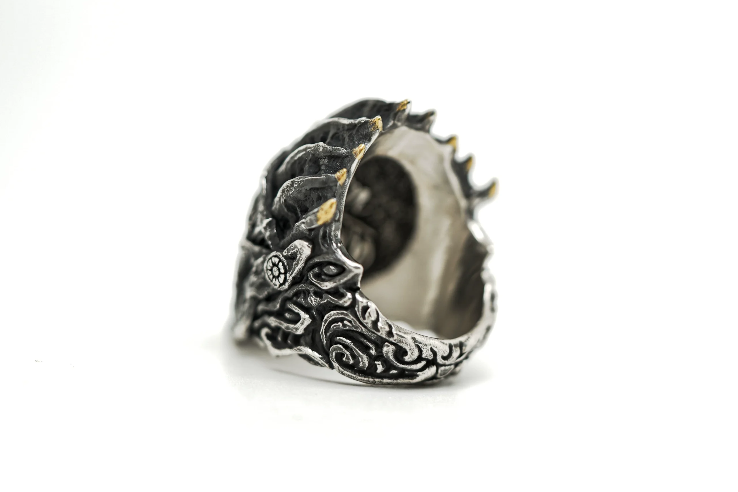 Raven Studio – Dark Gothic “Lord of Cinder” Ring 925 Sterling Silver Handcrafted Statement Ring - Image 5