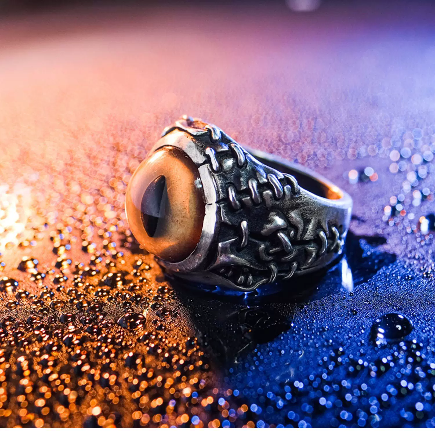 Raven Studio (silver jewelry) - Exclusive Design Demon Skin Prosthetic Eye Ring Original - Image 3