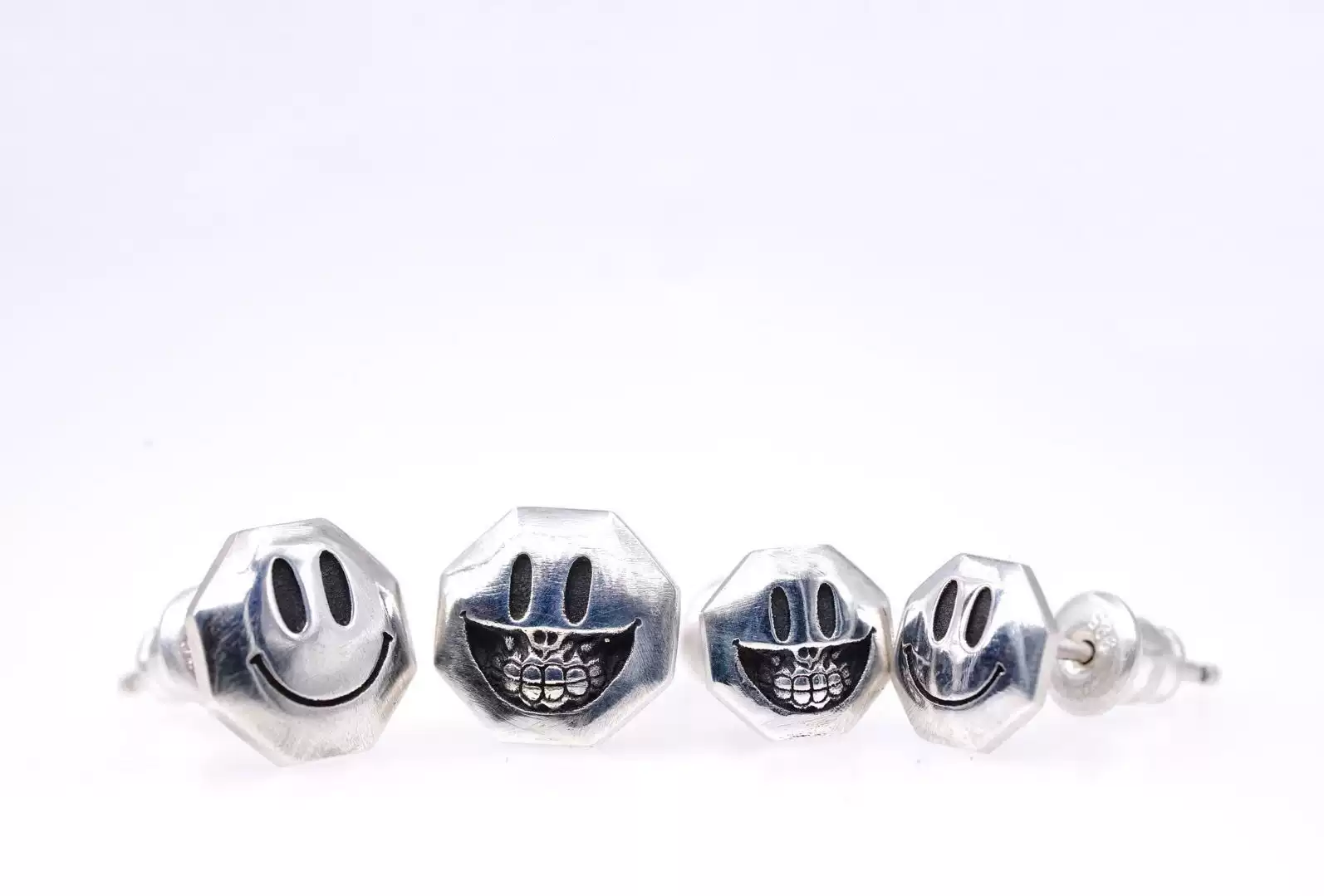 Raven Studio (silver jewelry) - Original Exclusive Design Smiley Skull Earrings Original - Image 2