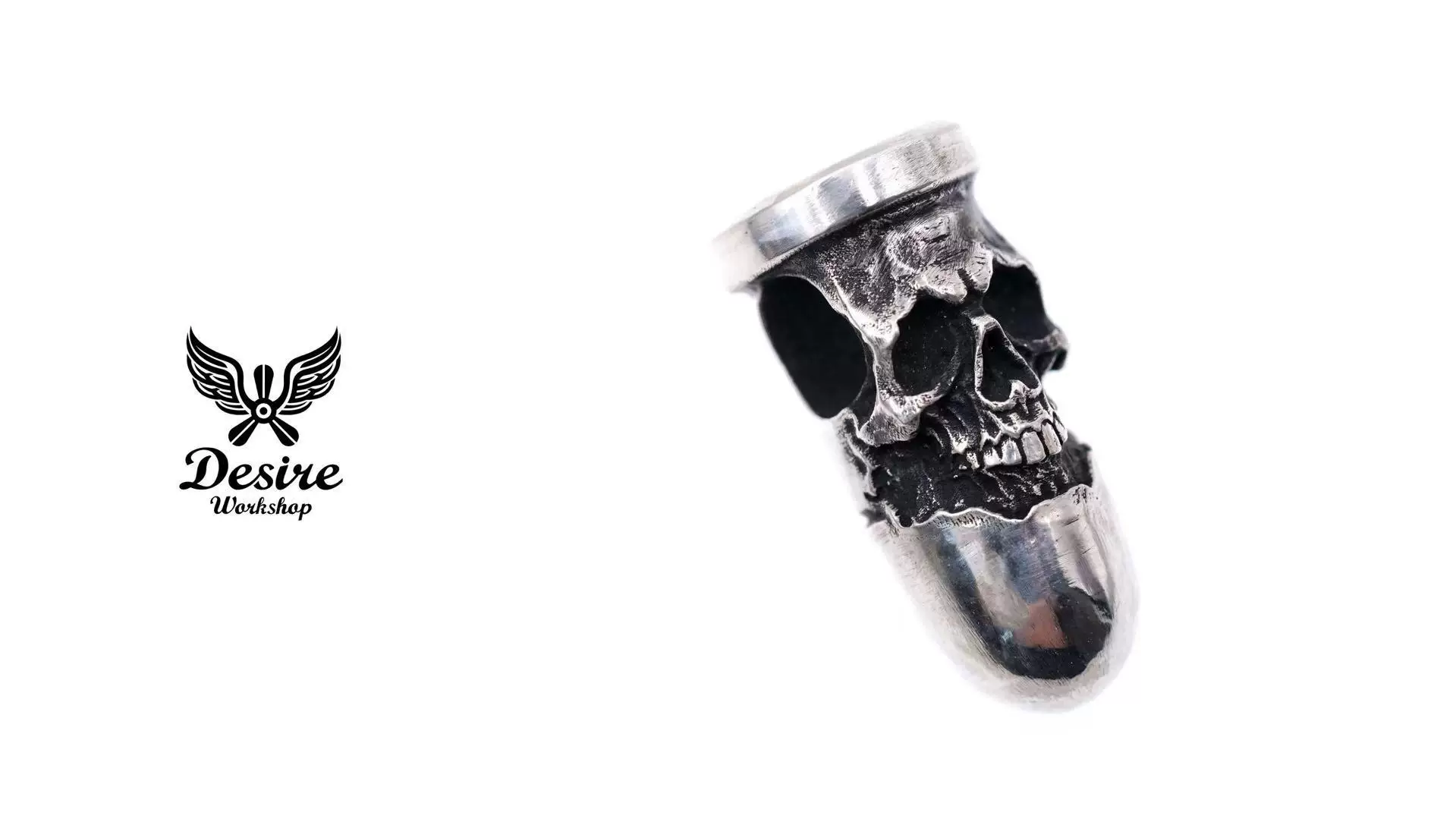 Raven Studio (silver jewelry) - Original Design Skull Bullet Pendant Original - Image 9