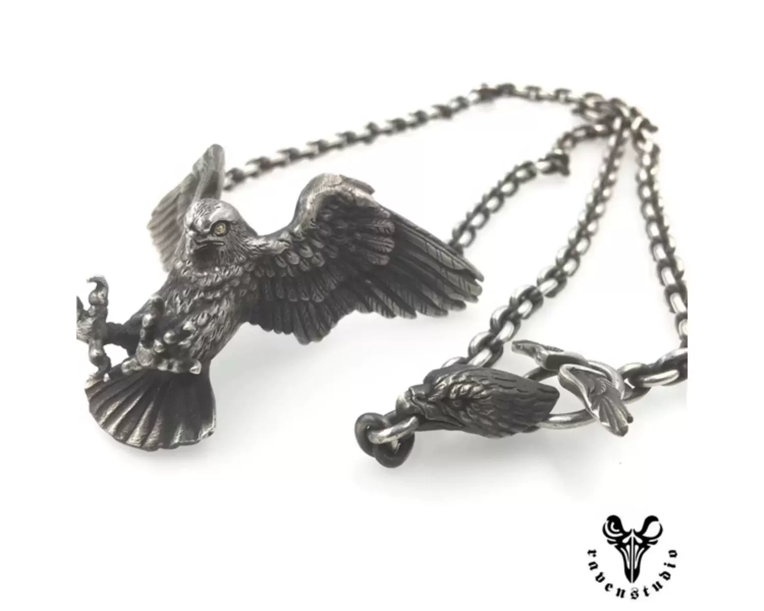 Raven Studio (Silver Jewelry) – Original Exclusive Falcon Head Pendant Necklace Handcrafted Sterling Silver Jewelry | Original Design - Image 10