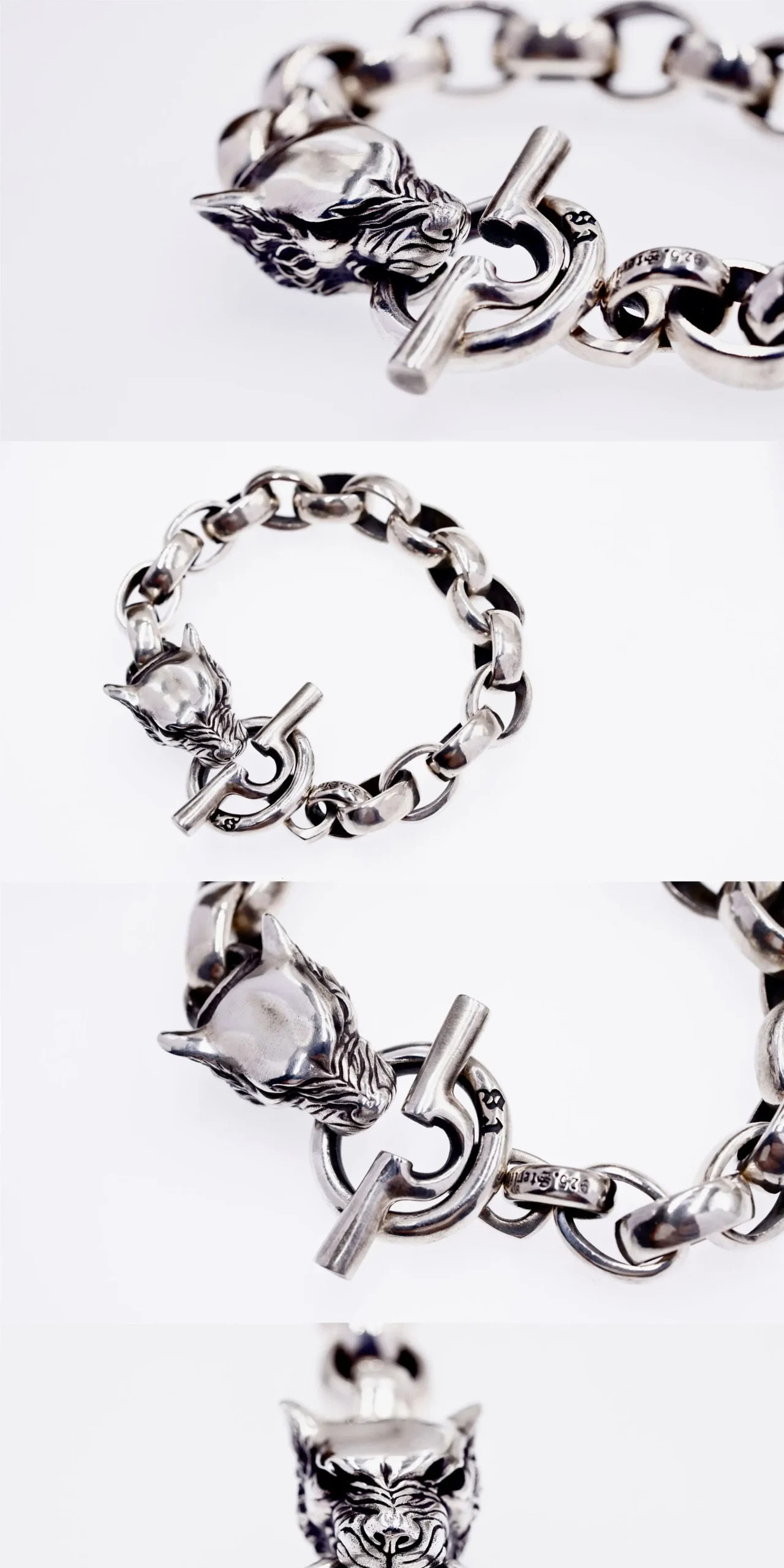 Raven Studio (Silver Jewelry) – Original Exclusive Design Wolf Head Bracelet Sterling Silver Artisan Bracelet | Original Design - Image 2
