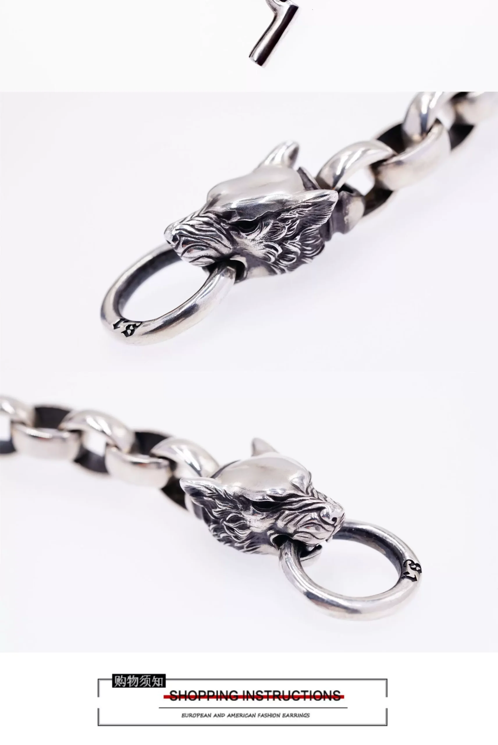Raven Studio (Silver Jewelry) – Original Exclusive Design Wolf Head Bracelet Sterling Silver Artisan Bracelet | Original Design - Image 5