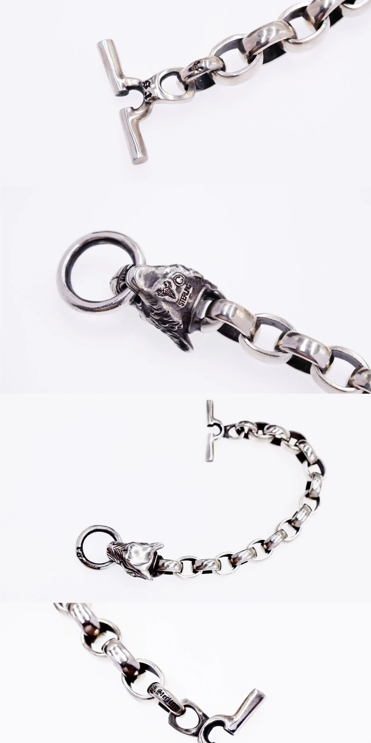 Raven Studio (Silver Jewelry) – Original Exclusive Design Wolf Head Bracelet Sterling Silver Artisan Bracelet | Original Design - Image 4