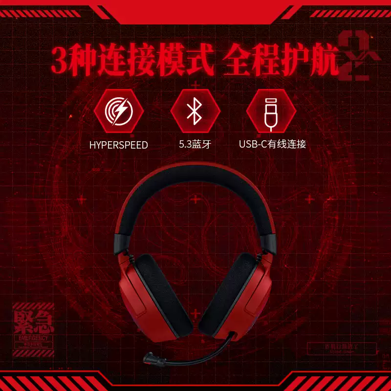 Razer × Neon Genesis Evangelion EVA Edition Tri-Mode Wireless Gaming Headset with RGB Lighting - Image 3