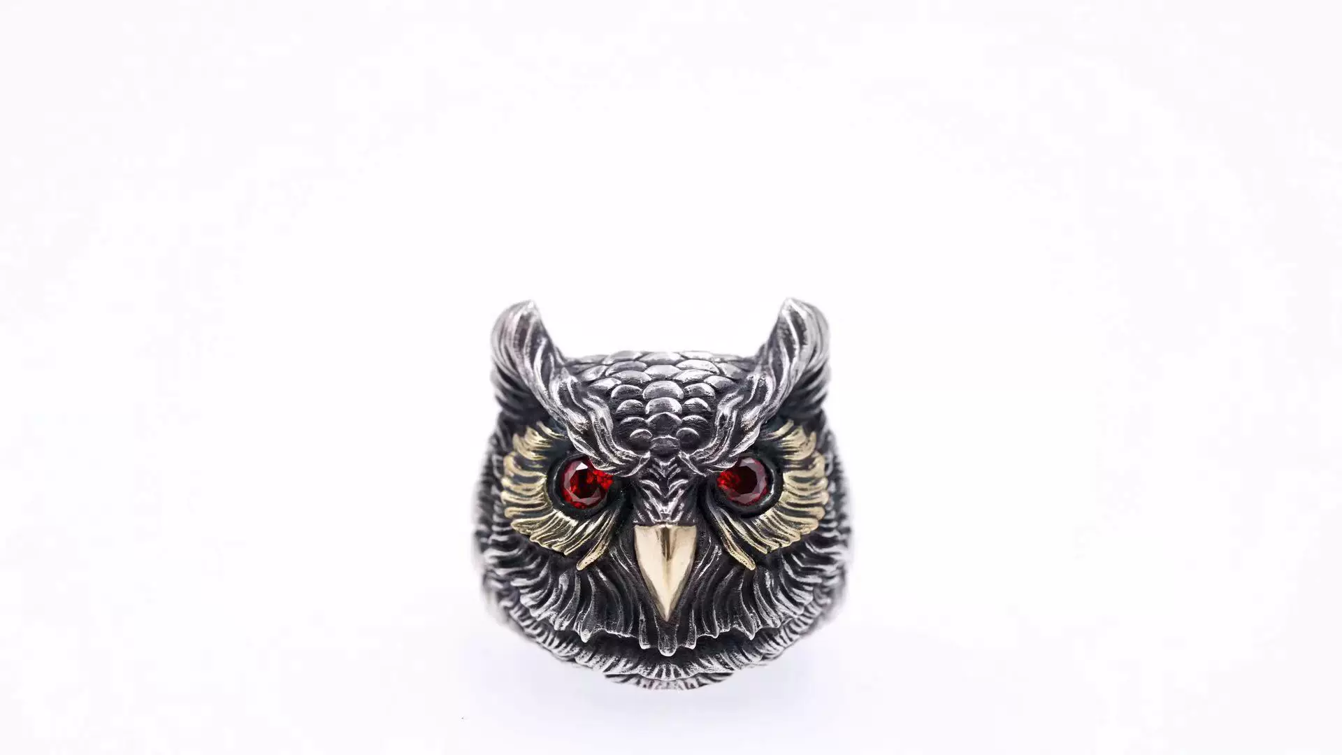 Raven Studio (silver jewelry) - Guardian Series Original Owl Ring Original - Image 8