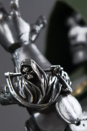 Alternative view of Raven Studio (silver jewelry) - Exclusive Dark Style Harvest Gothic Reaper Handmade Pinky Ring Original