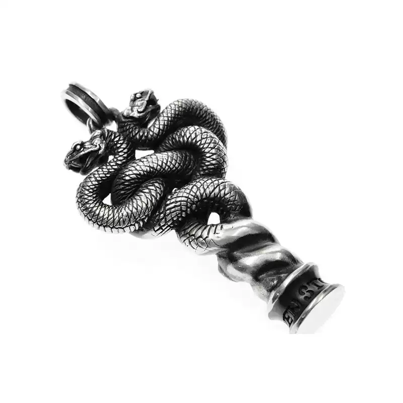 Raven Studio (silver jewelry) - Original Exclusive Design Silver Snake Totem Two-Headed Snake Pendant Original - Image 4