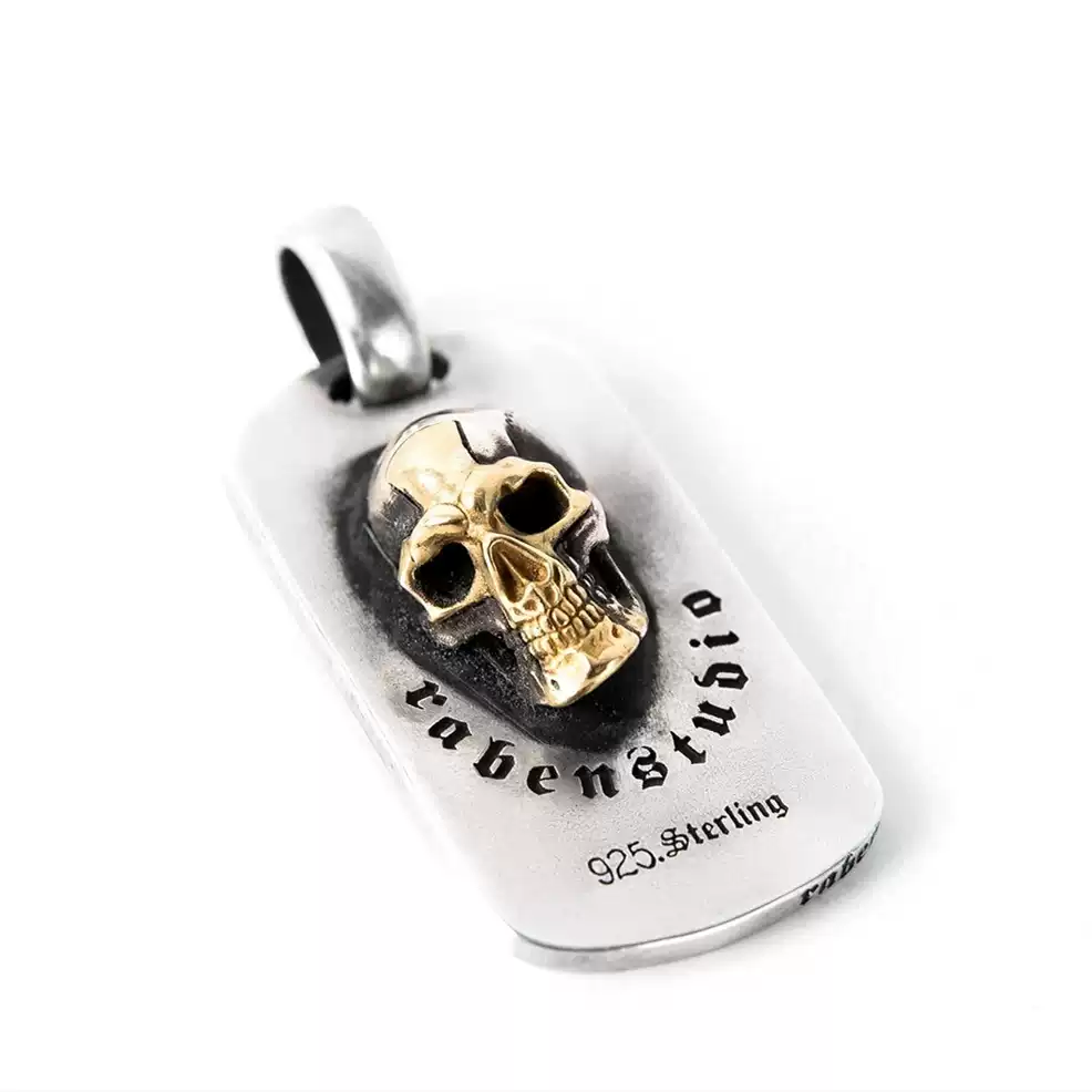 Raven Studio (silver jewelry) - RS Skull Series "Radiant Traveler" Dog Tag Pendant Original - Image 3