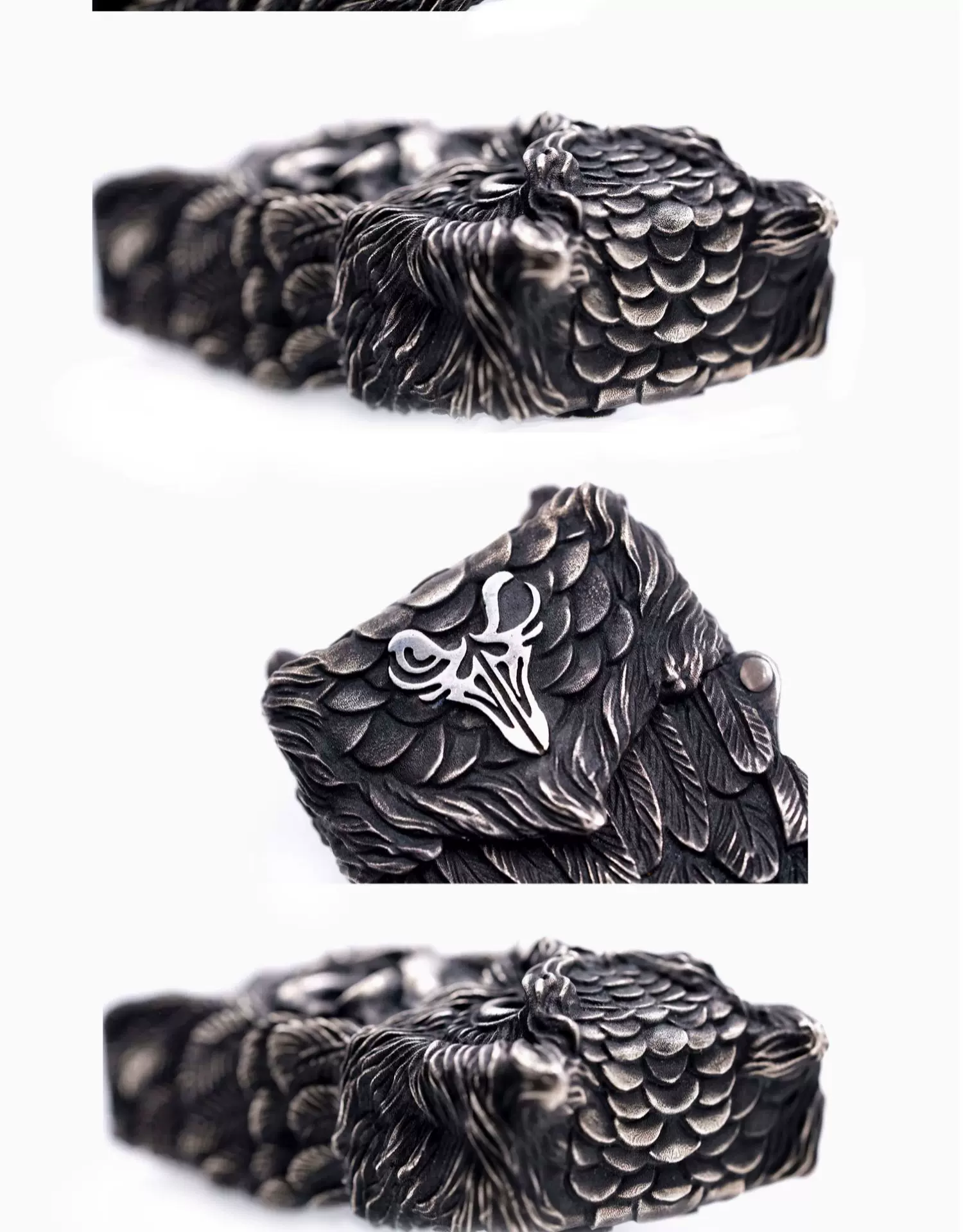Raven Studio (silver jewelry) - "Existence" Indian Owl Skull Zippo Slim Lighter Case Original - Image 11