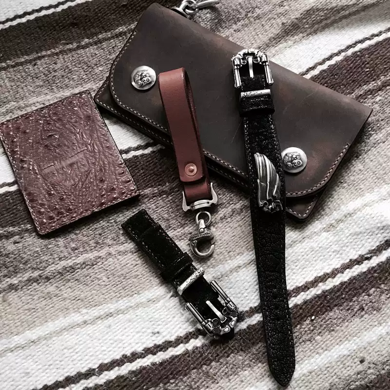 Raven Studio (silver jewelry) - Original Design "Highway Angel" Handmade Leather Bracelet Original - Image 6