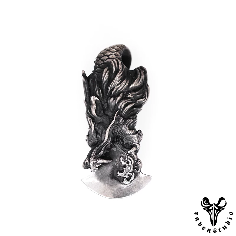 Raven Studio (silver jewelry) - Original Exclusive Design Chinese Style "Dragon Soul" Dragon Axe Pendant Original - Image 7