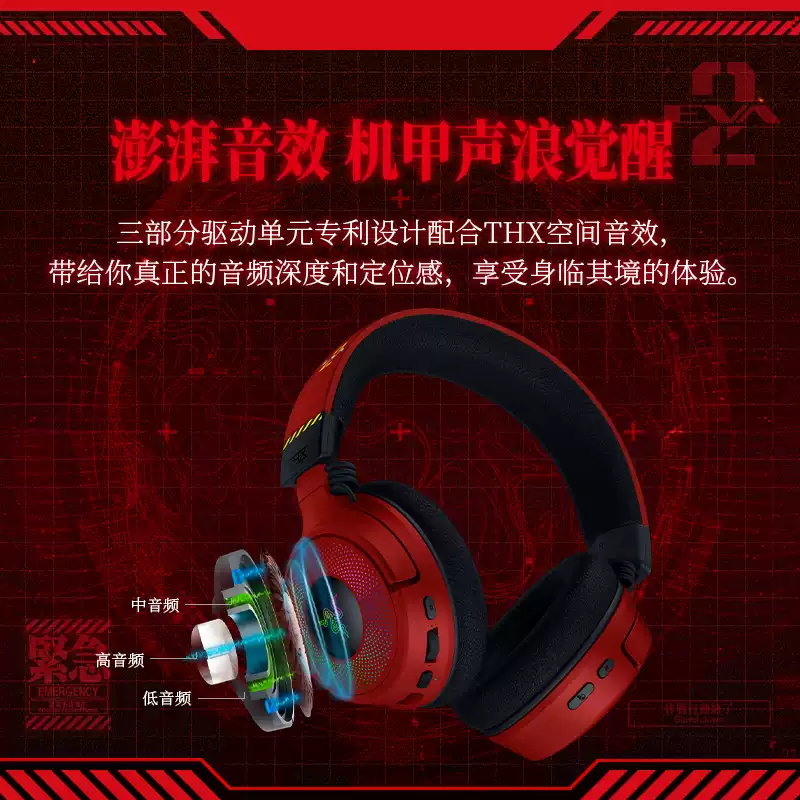 Razer × Neon Genesis Evangelion EVA Edition Tri-Mode Wireless Gaming Headset with RGB Lighting - Image 6