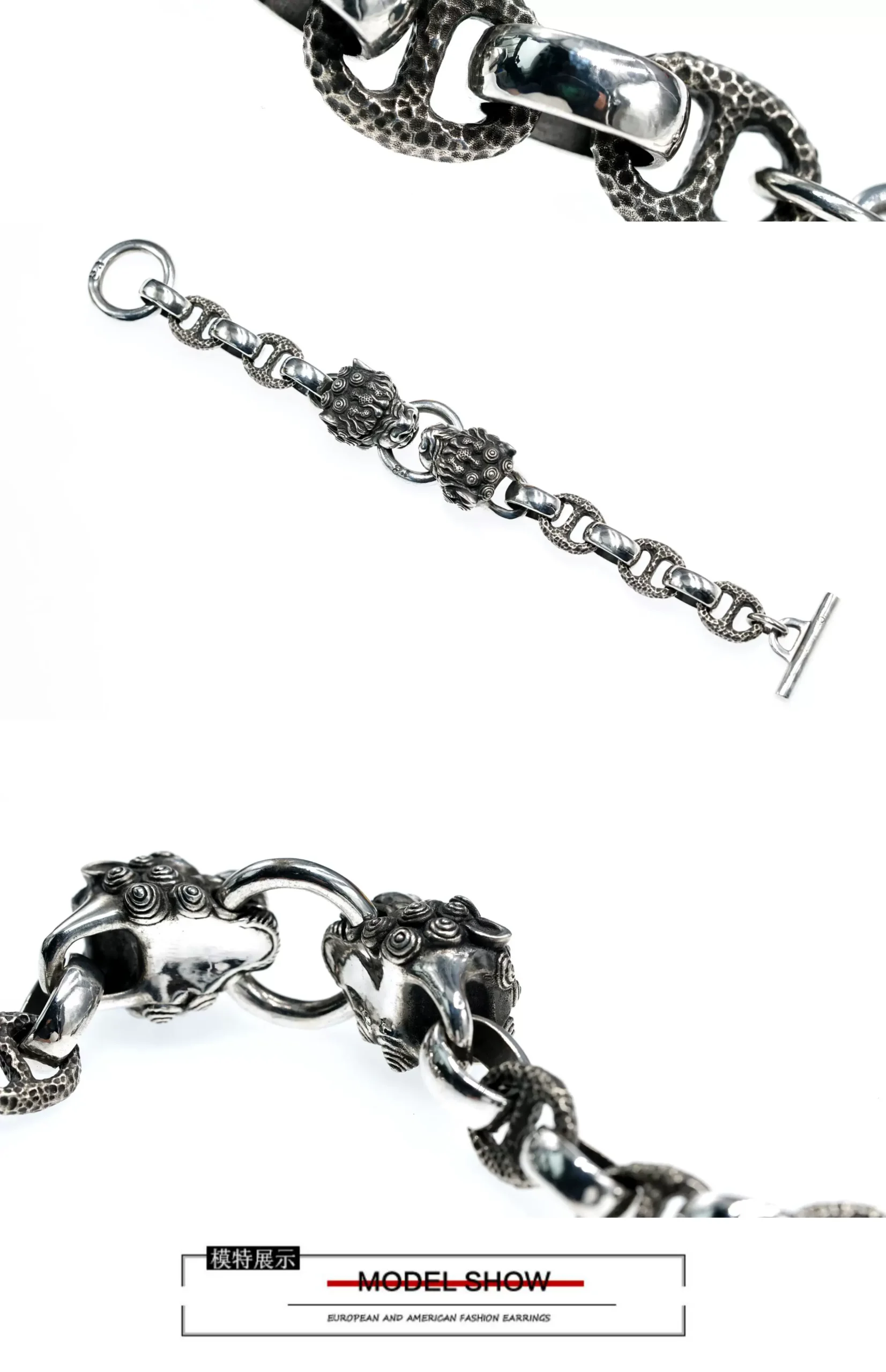 Raven Studio (Silver Jewelry) – Original Exclusive Design Wolf Head Bracelet Sterling Silver Artisan Bracelet | Original Design - Image 7