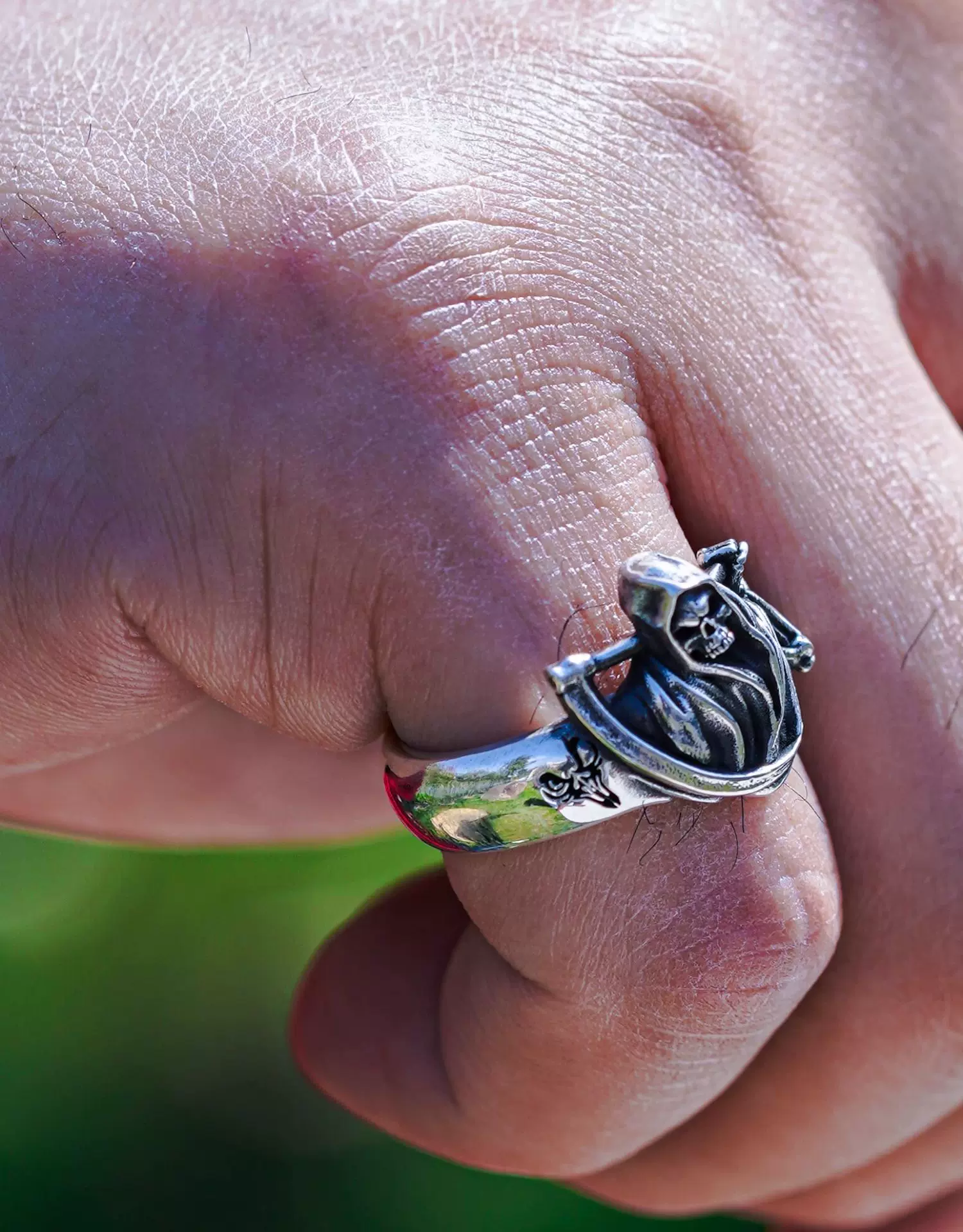 Raven Studio (silver jewelry) - Exclusive Dark Style Harvest Gothic Reaper Handmade Pinky Ring Original - Image 9
