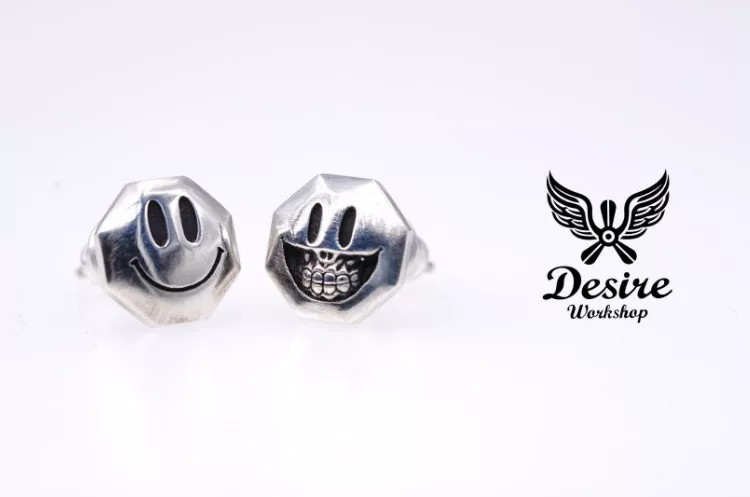 Raven Studio (silver jewelry) - Original Exclusive Design Smiley Skull Earrings Original - Image 9