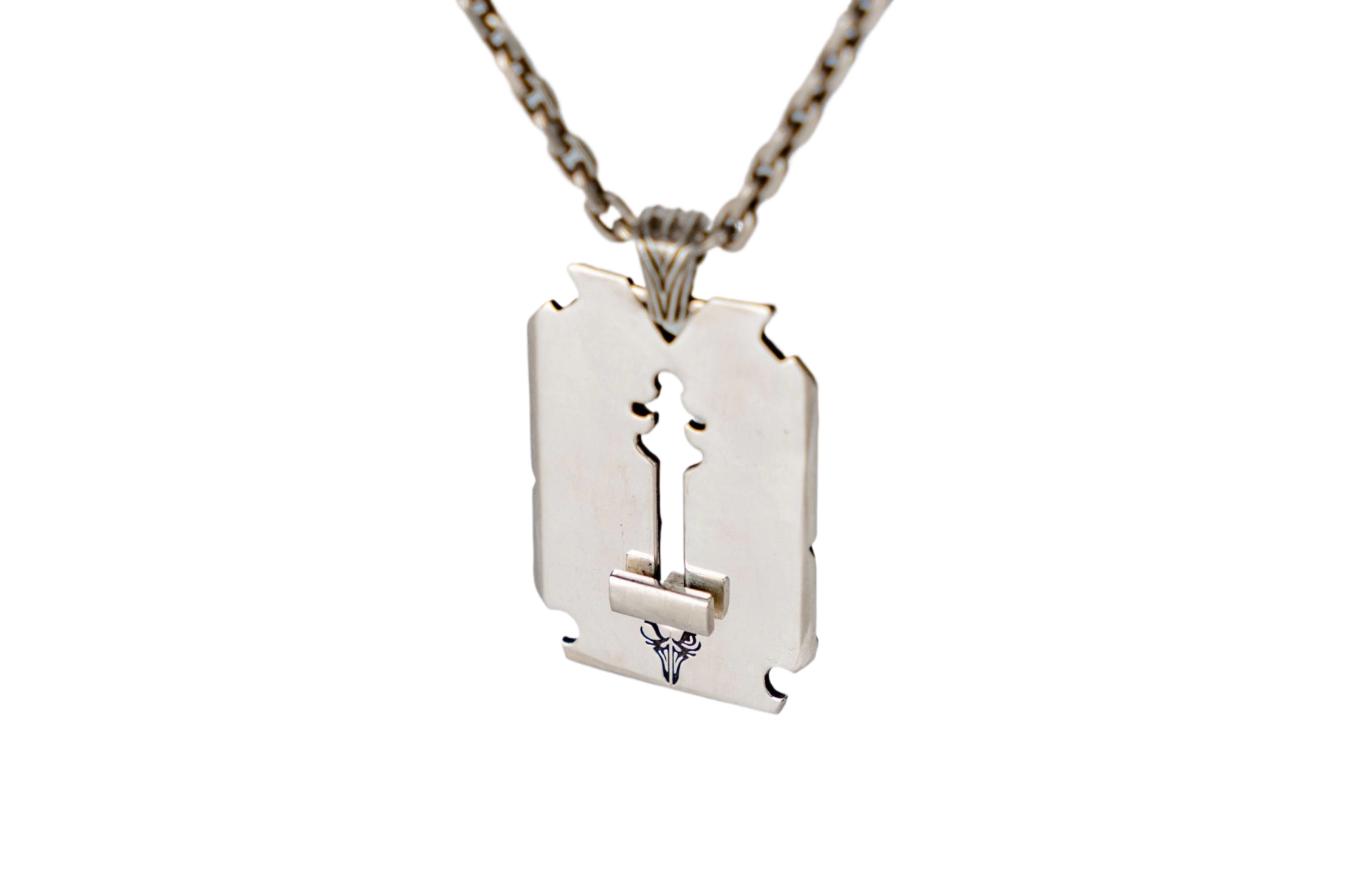 Raven Studio Silver Jewelry – Original “Bad Guys Alliance” Piranha Detachable Blade Pendant, Handmade Sterling Silver Punk Necklace - Image 10