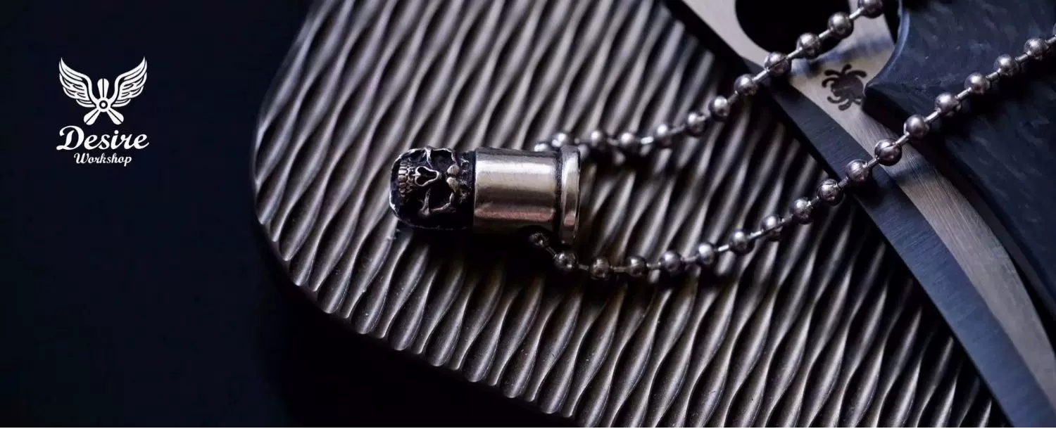Raven Studio (silver jewelry) - Original Design Skull Bullet Pendant Original - Image 2