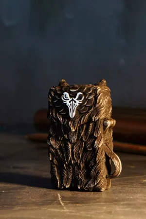 Alternative view of Raven Studio (silver jewelry) - "Existence" Indian Owl Skull Zippo Slim Lighter Case Original