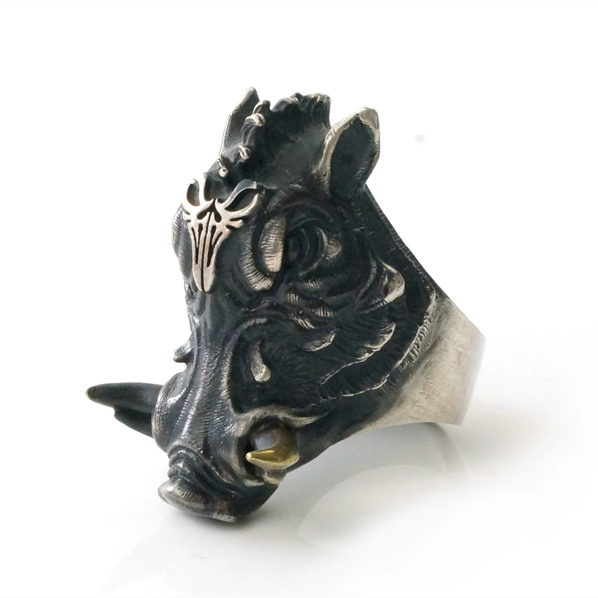 Raven Studio (silver jewelry) - Original Wild Boar Rider Men's Ring Original - Image 4