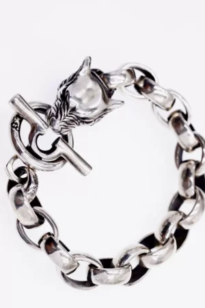 Raven Studio (Silver Jewelry) – Original Exclusive Design Wolf Head Bracelet Sterling Silver Artisan Bracelet | Original Design