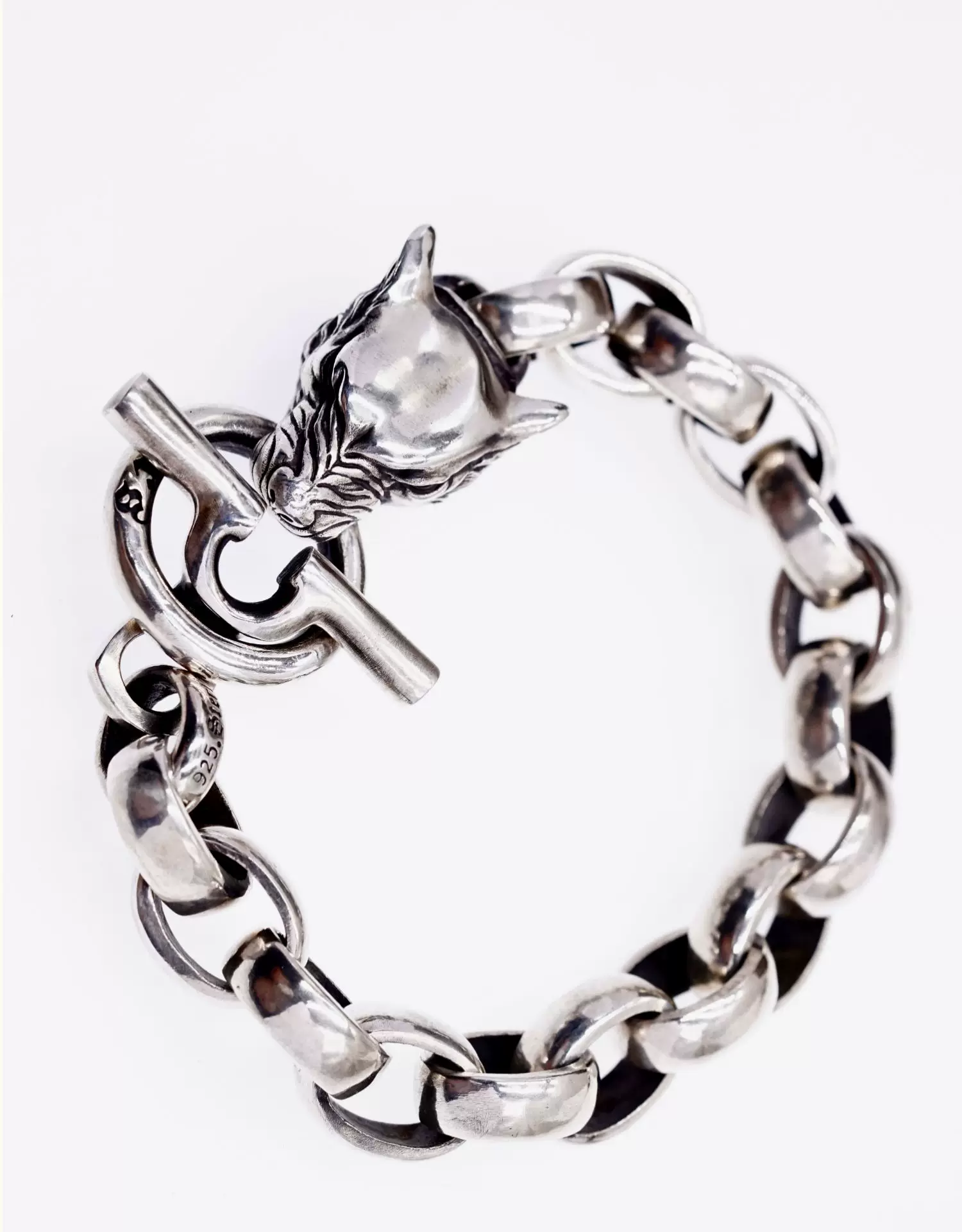 Raven Studio (Silver Jewelry) – Original Exclusive Design Wolf Head Bracelet Sterling Silver Artisan Bracelet | Original Design