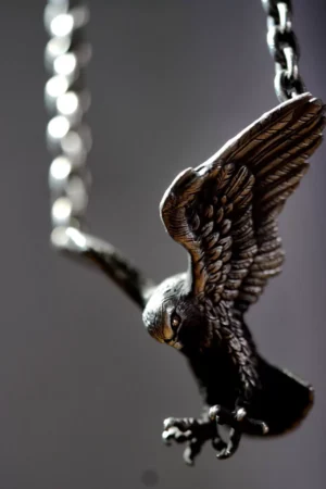 Alternative view of Raven Studio (Silver Jewelry) – Original Exclusive Falcon Head Pendant Necklace Handcrafted Sterling Silver Jewelry | Original Design