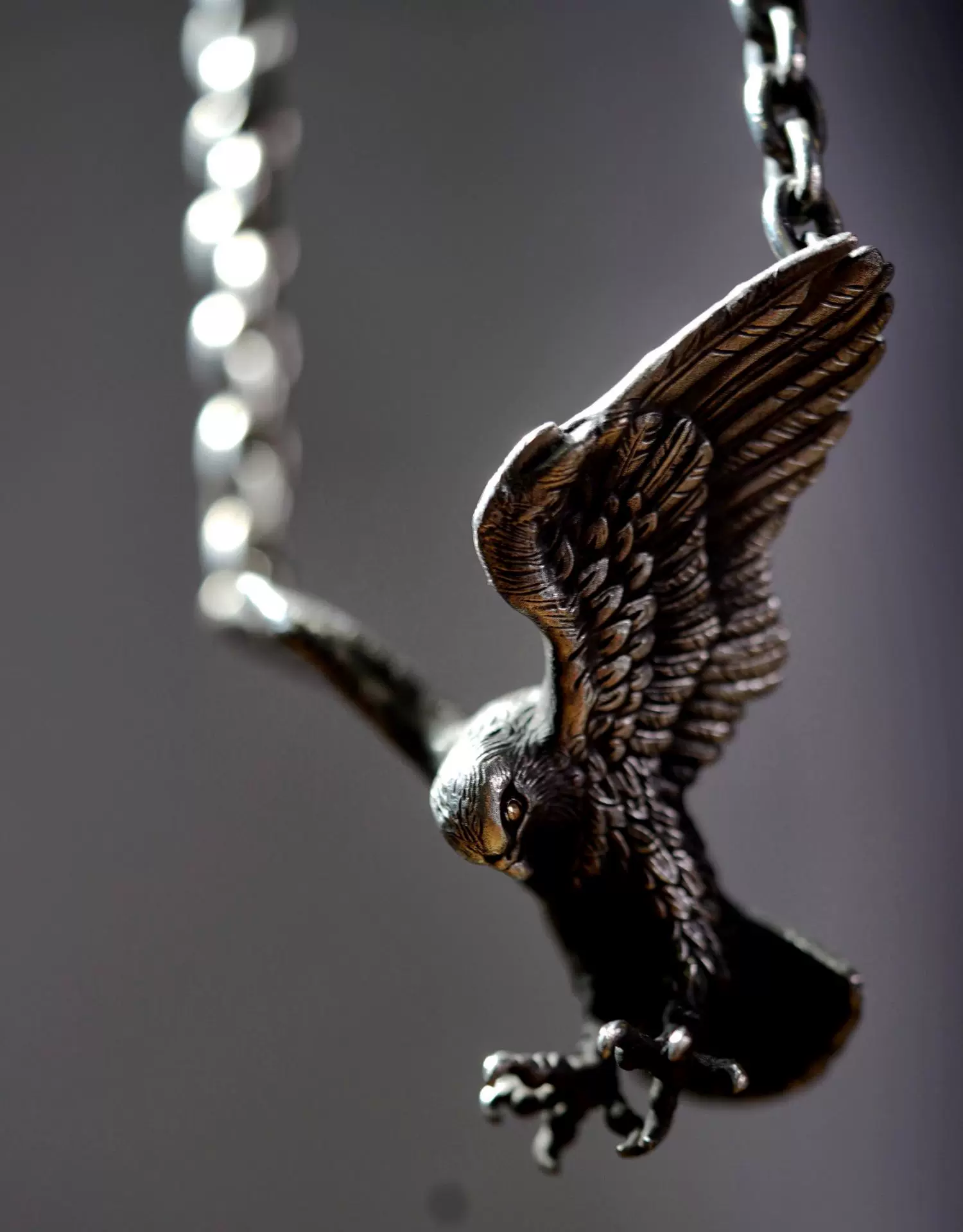 Raven Studio (Silver Jewelry) – Original Exclusive Falcon Head Pendant Necklace Handcrafted Sterling Silver Jewelry | Original Design - Image 2