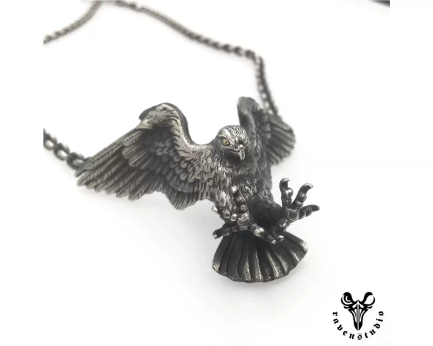 Raven Studio (Silver Jewelry) – Original Exclusive Falcon Head Pendant Necklace Handcrafted Sterling Silver Jewelry | Original Design - Image 9