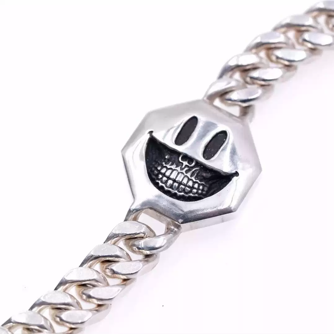 Raven Studio (silver jewelry) - Original Design Ron English Smiley Skull Bracelet Original - Image 4