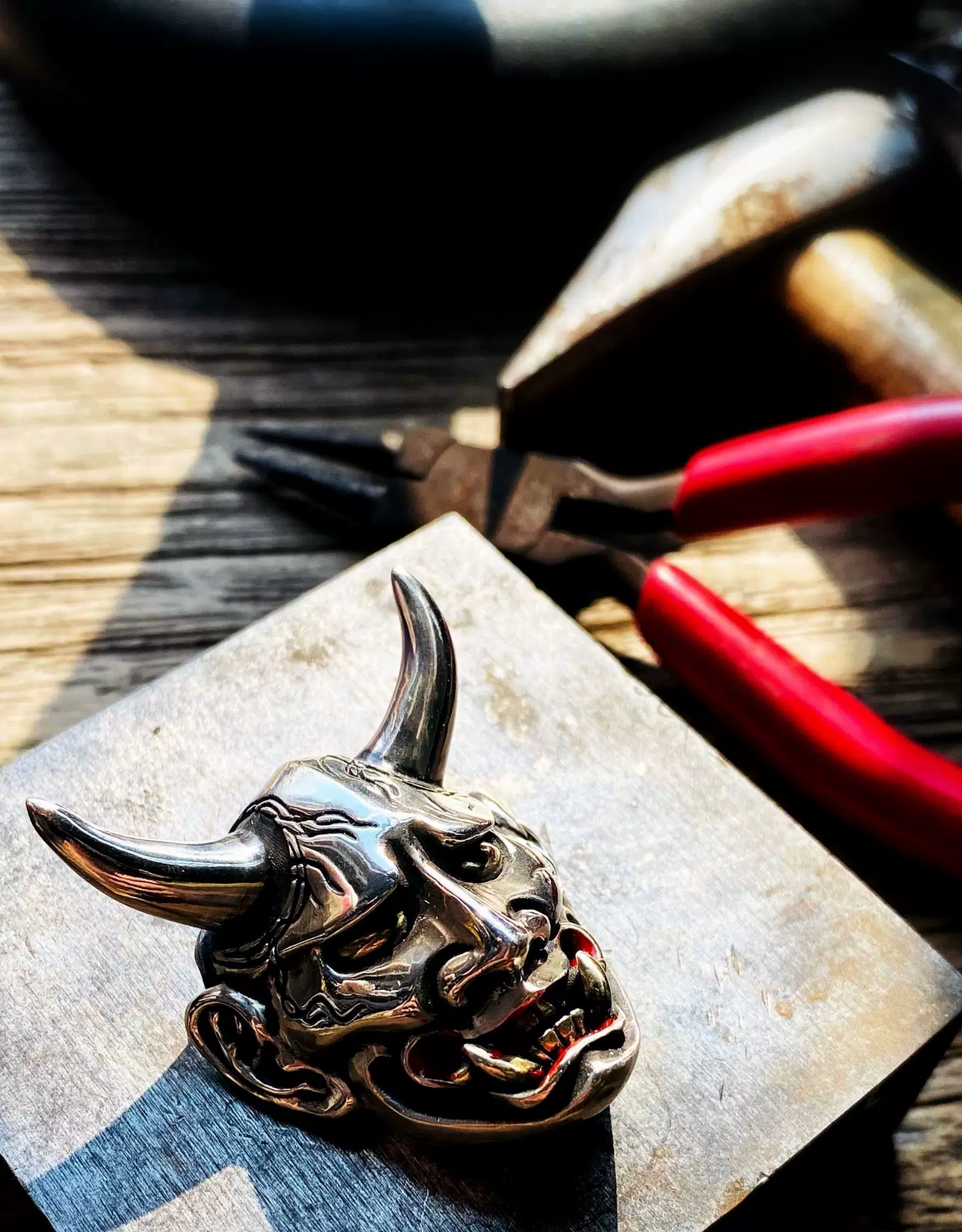 Raven Studio (silver jewelry) - Large Hannya Demon Pendant Original