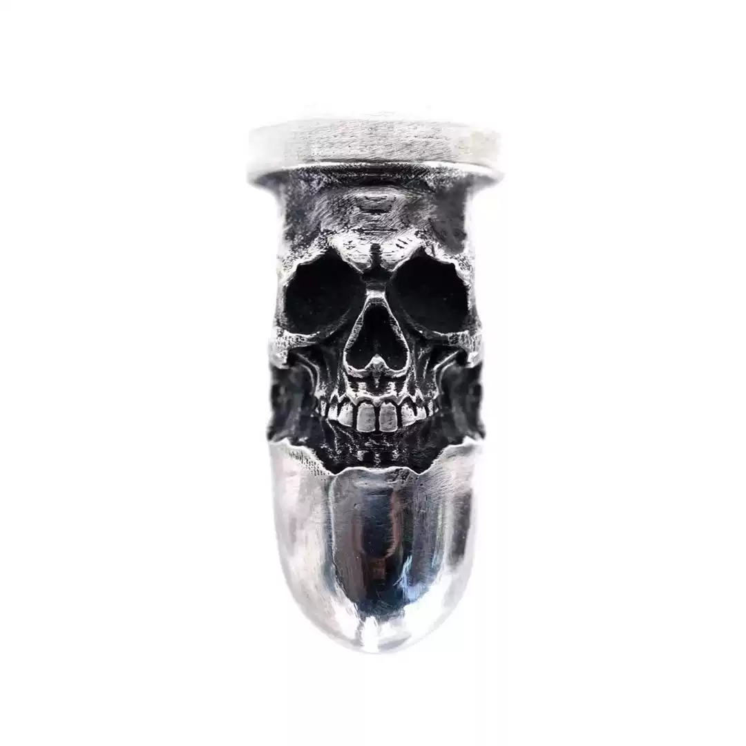 Raven Studio (silver jewelry) - Original Design Skull Bullet Pendant Original - Image 5