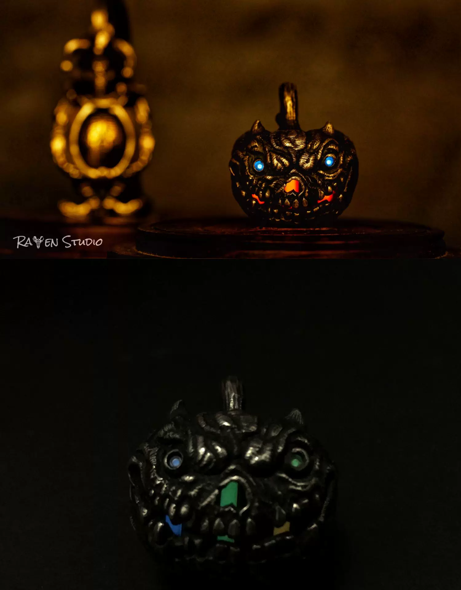 Raven Studio (silver jewelry) - Halloween Exclusive Jack-o'-lantern Pendant Original - Image 8