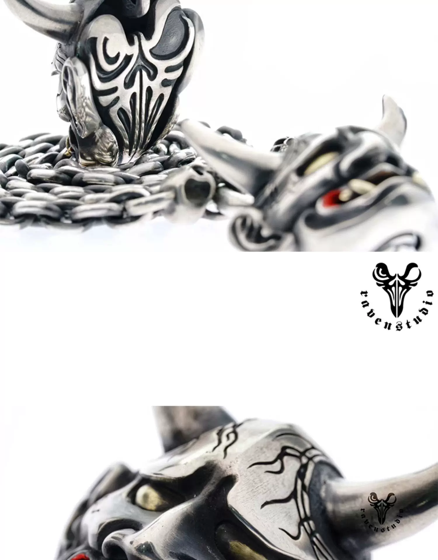 Raven Studio (silver jewelry) - Large Hannya Demon Pendant Original - Image 7