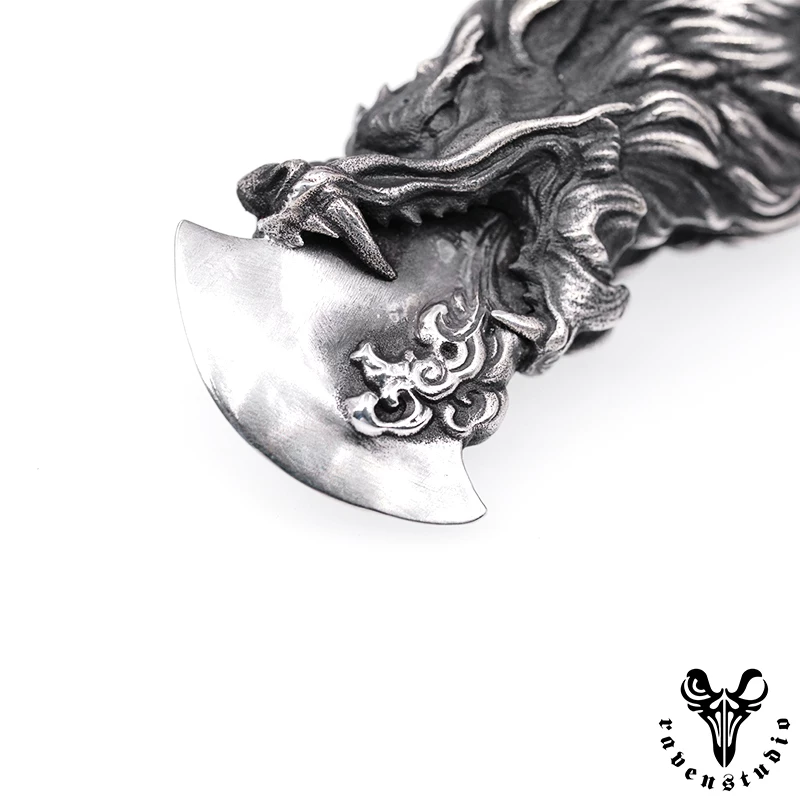 Raven Studio (silver jewelry) - Original Exclusive Design Chinese Style "Dragon Soul" Dragon Axe Pendant Original - Image 8