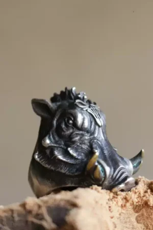 Alternative view of Raven Studio (silver jewelry) - Original Wild Boar Rider Men's Ring Original