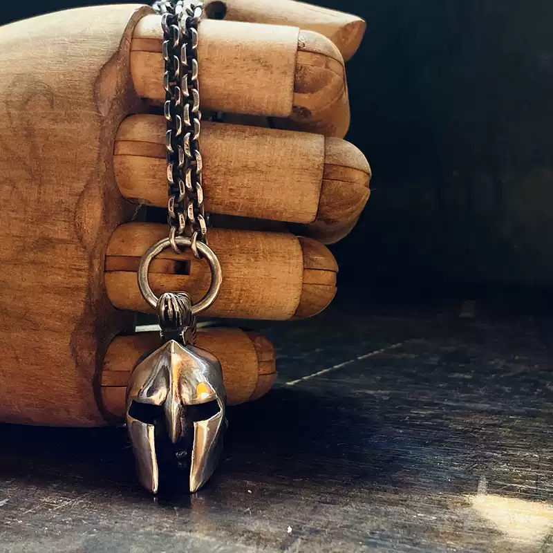 Raven Studio (silver jewelry) - Exclusive Design Spartan Warrior Helmet Pendant Original - Image 2