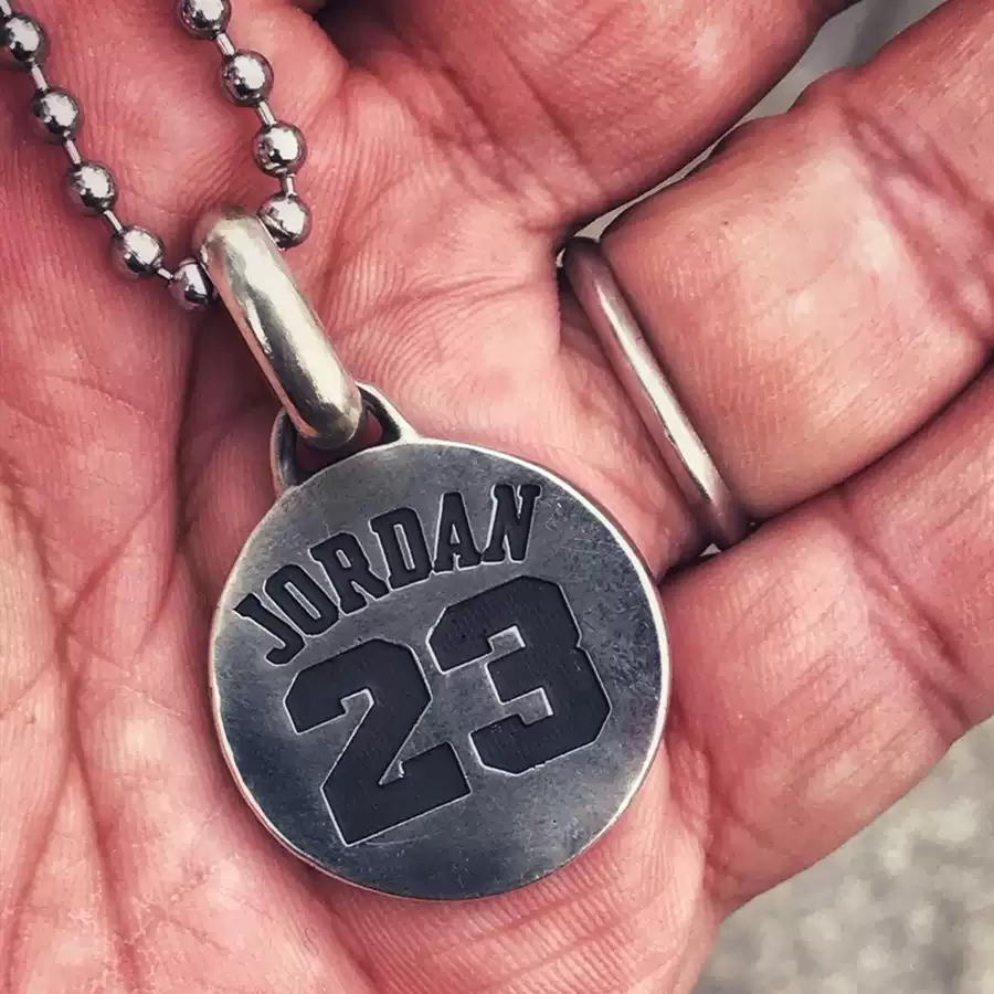 Raven Studio (silver jewelry) - Exclusive Original Design "Basketball Flying Man" JORDAN Logo Pendant Original
