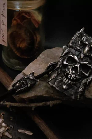 Raven Studio (silver jewelry) - "Existence" Indian Owl Skull Zippo Slim Lighter Case Original