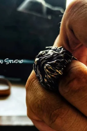 Alternative view of Original Custom Design Zhong Kui Ring - Raven Studio (silver jewelry)