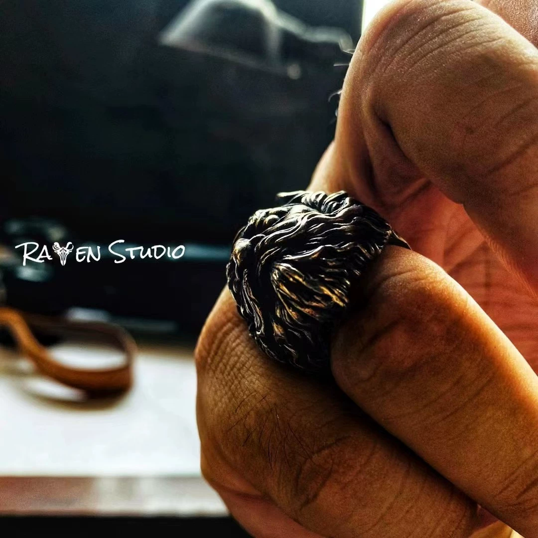 Original Custom Design Zhong Kui Ring - Raven Studio (silver jewelry) - Image 2