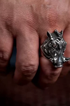 Raven Studio (silver jewelry) - Original Wild Boar Rider Men's Ring Original