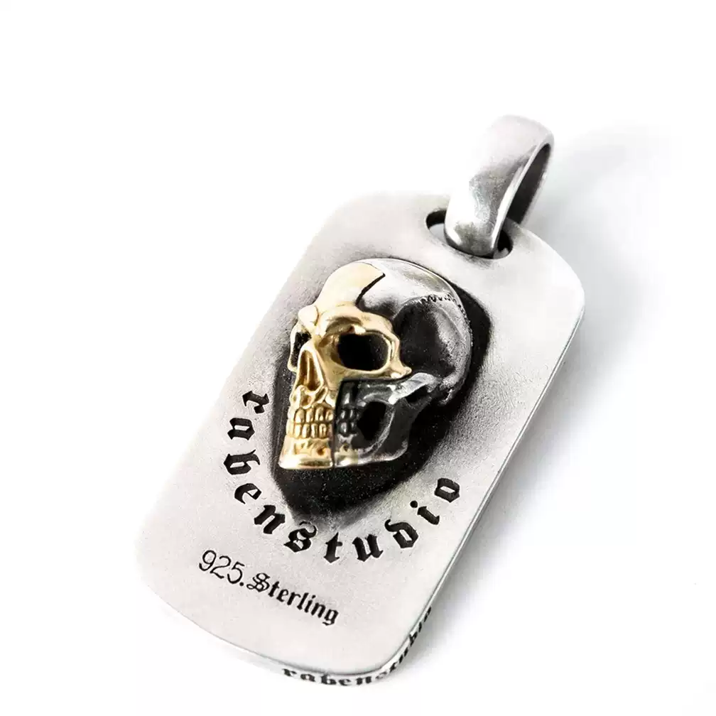 Raven Studio (silver jewelry) - RS Skull Series "Radiant Traveler" Dog Tag Pendant Original - Image 5