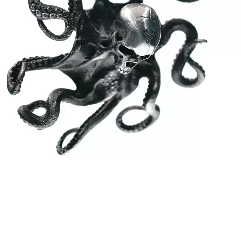 Raven Studio (silver jewelry) - Original Dark Skull Octopus Pendant Original - Image 5