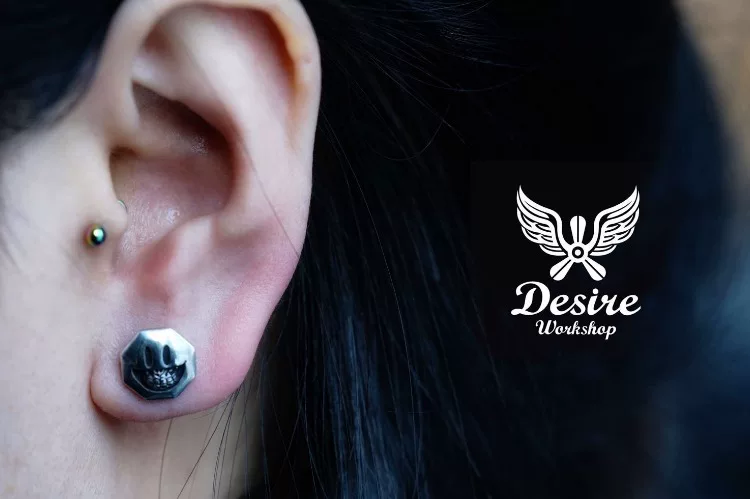 Raven Studio (silver jewelry) - Original Exclusive Design Smiley Skull Earrings Original - Image 5
