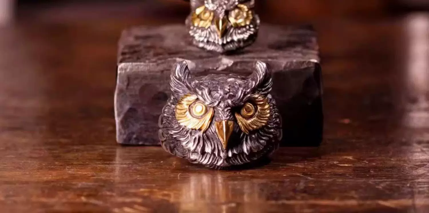 Raven Studio (silver jewelry) - Guardian Series Original Owl Ring Original - Image 4