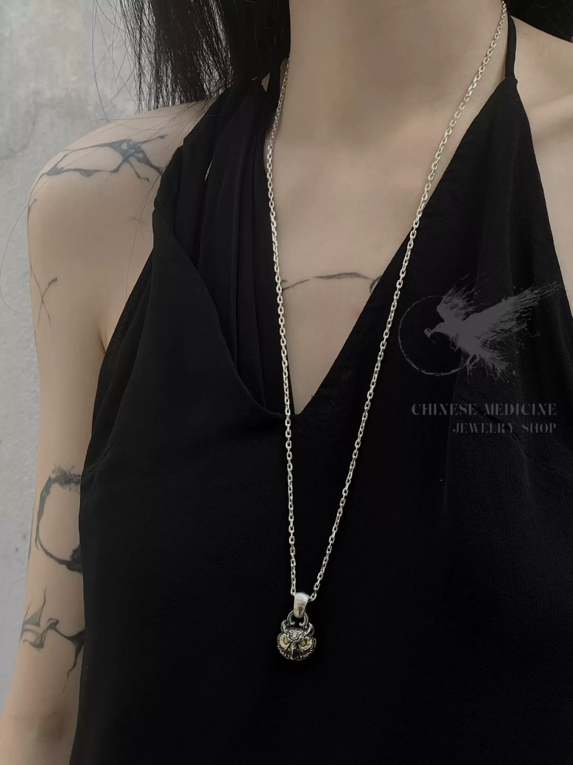 Raven Studio (silver jewelry) - Original Guardian Series Original Owl Pendant - Image 4
