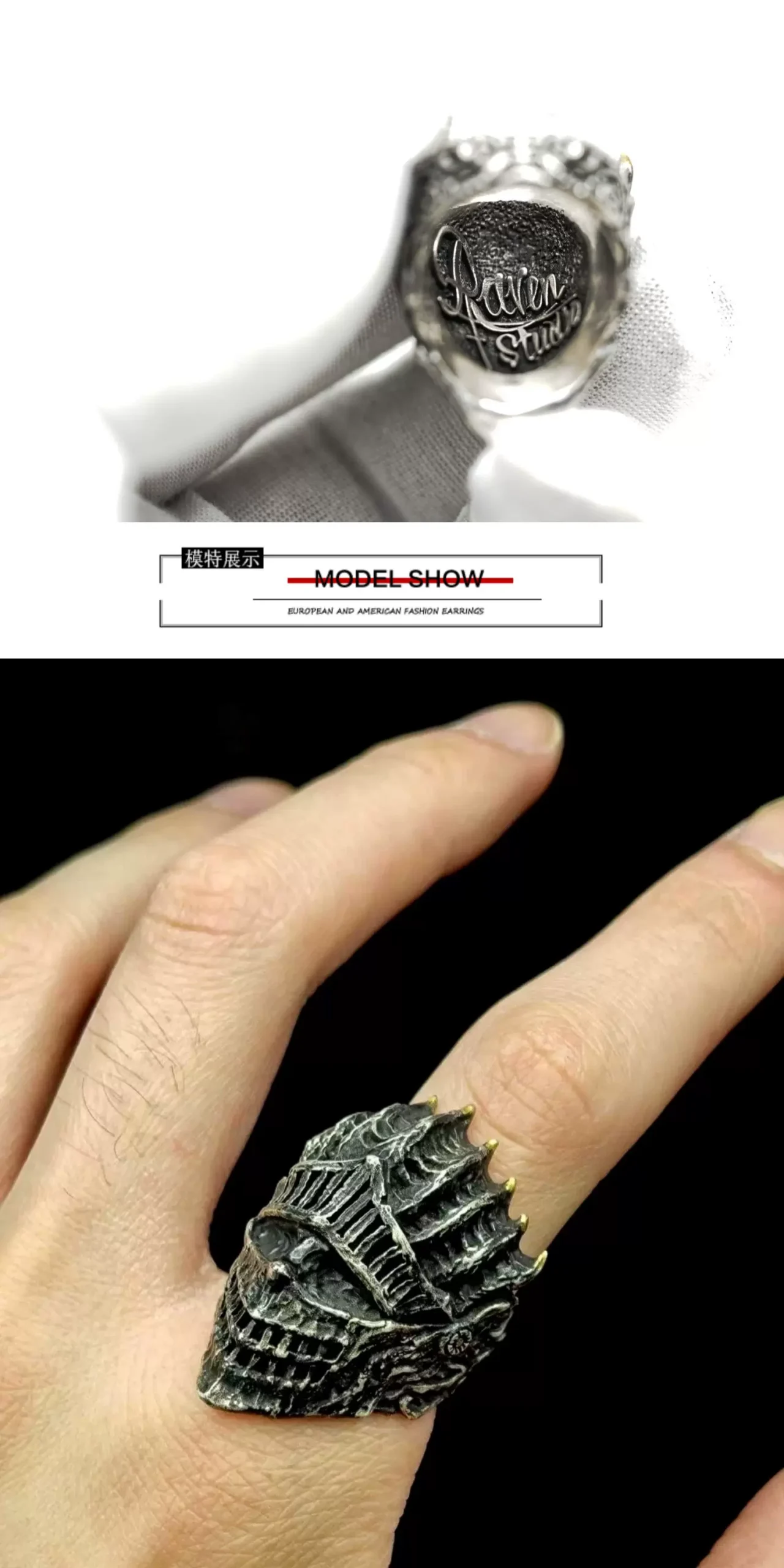 Raven Studio – Dark Gothic “Lord of Cinder” Ring 925 Sterling Silver Handcrafted Statement Ring - Image 18