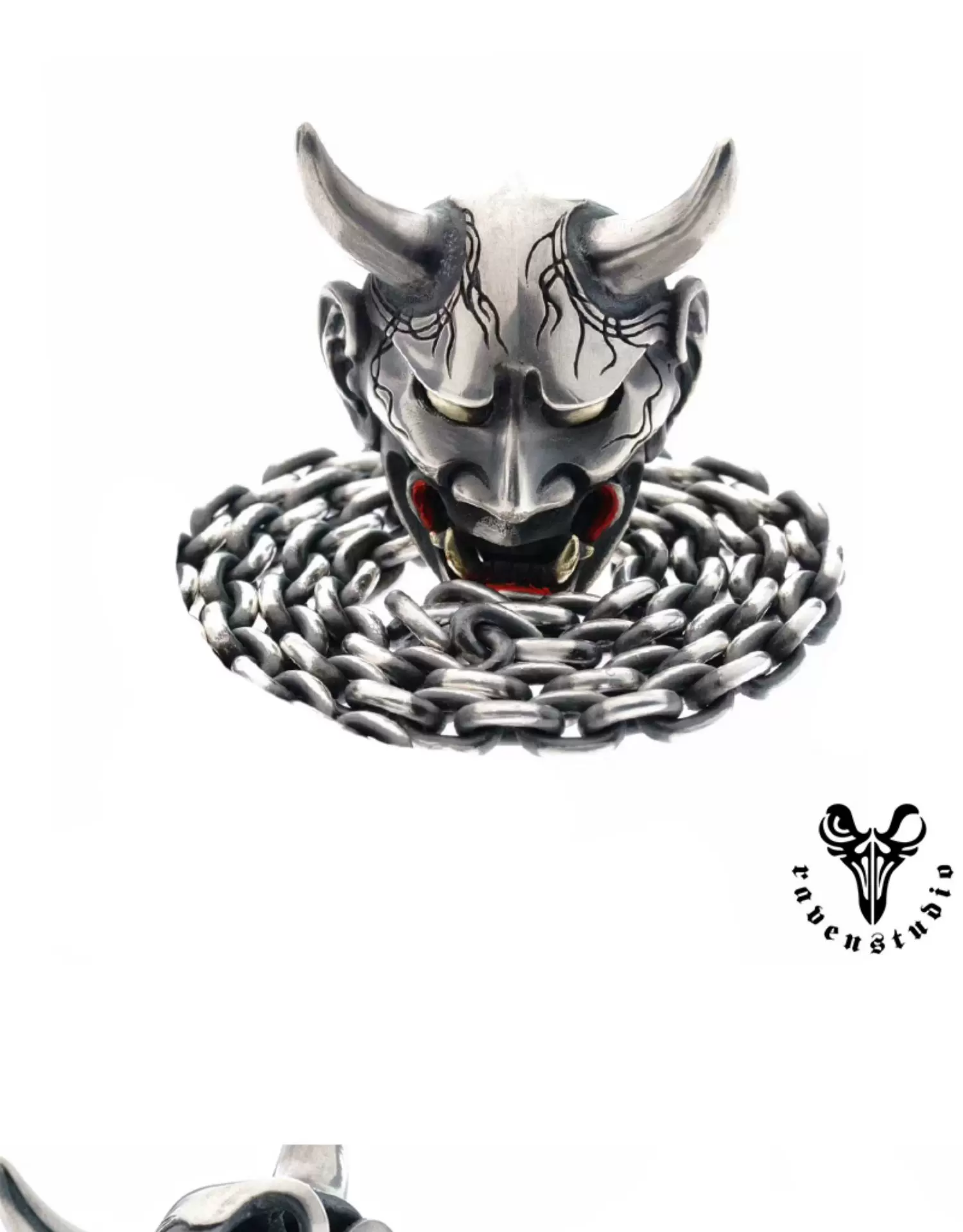 Raven Studio (silver jewelry) - Large Hannya Demon Pendant Original - Image 8